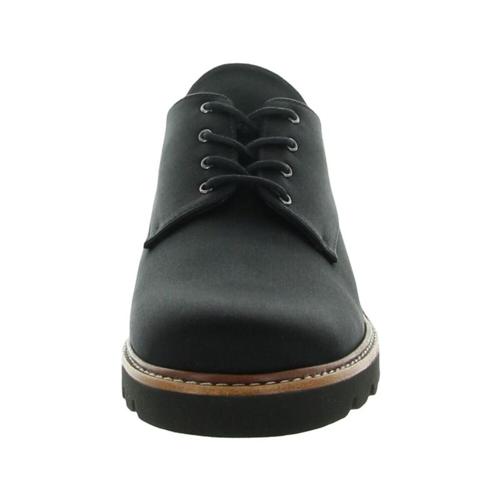 STUART WEITZMAN Womens Black Satin Metro Round Toe Lace-Up Oxford Shoes 9 M - Picture 3 of 4